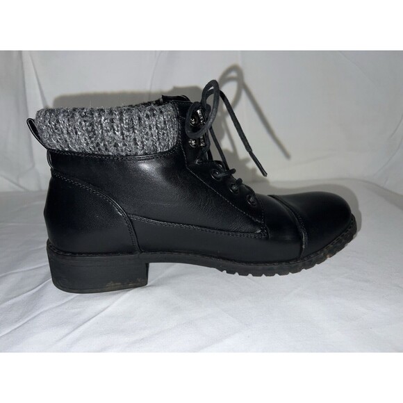 Women's Size 8.5 Riversoft Black Faux Leather Combat Boots - Picture 4 of 11